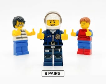 Custom Hands for LEGO Minifigures, Middle Finger, 9 Pairs, 18 Pieces, Funny LEGO Gift