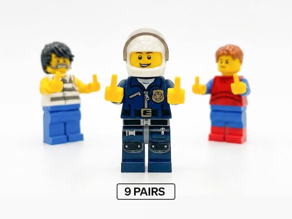 Custom Hands for LEGO Minifigures, Middle Finger, 9 Pairs, 18 Pieces, Funny LEGO Gift