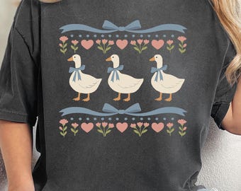 Comfort Colors® Vintage 80s Blue Ribbon Goose Tee, Funny Mothers Day Goose Gift
