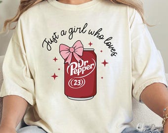 Comfort Colors® Just a Girl Who Loves Dr Pepper Shirt, Retro Coquette Bow Soda Gift