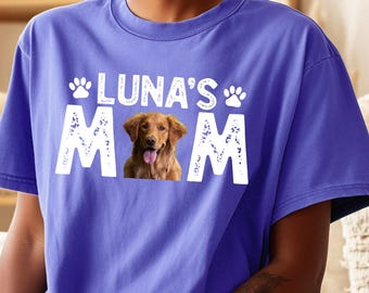 Comfort Colors Custom Dog Mom Shirt with Pet Photo, Personalized Dog Picture Gift