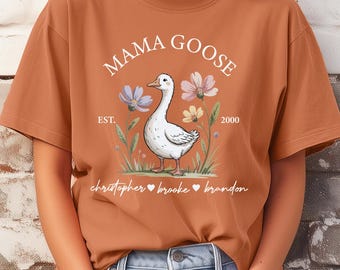 Comfort Colors® Personalized Mama Goose Shirt Kids Names, New Goose Mom Tee, Mothers Day Gift