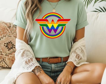 Comfort Colors® Rainbow Hero Pride Shirt, LGBTQ Women Gift, Proud Ally Heroine Tee