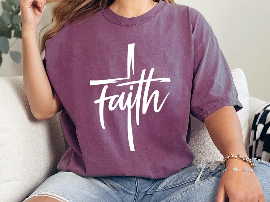 Comfort Colors® Faith Cross Shirt, Modern Christian Religious Gift for ...