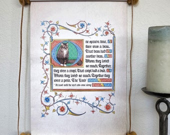 Custom Medieval manuscript rolled scroll art, medieval décor, fantasy gifts for nerds, anniversary gift for her, dnd gifts for players
