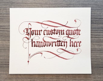 Custom calligraphy art, handwritten quote wall art, personalized poem gifts, Gothic calligraphy service, original calligraphy, best selling