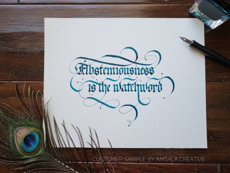 Custom calligraphy art, personalized quote wall art, handwritten gifts for 1st anniversary, Gothic calligraphy services, calligraphy sign image 9