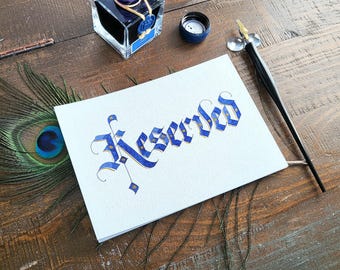 Custom Medieval Calligraphy Handwritten Table Signs for Wedding