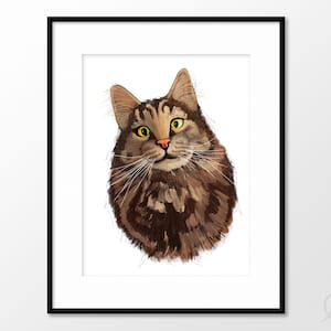 Cat memorial portrait, digital painting from photo, custom pet portrait, cat memorial gift personalized, pet memorial gift, Giclee fine art image 4