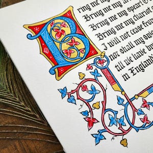 Custom illuminated manuscript, medieval illumination, Gothic calligraphy art, handwritten quote, bible verse art, handmade medieval gift image 8