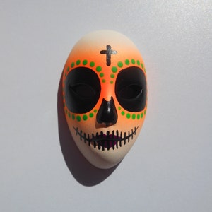 Halloween / Day of the Dead Dia de los Muertos Calavera medium Sugar Skull Hand-painted porcelain mask Neon Orange, Green and Purple