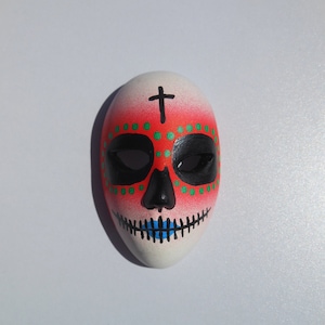 Halloween / Day of the Dead Dia de los Muertos Calavera medium Sugar Skull Hand-painted porcelain mask Red, green, and blue
