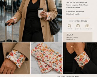 Faux Layers | Slip On Cuff (White with Fall Florals) | The Katie