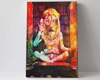 Löwe Mönch | Leinwand Kunst 16x24 | Wanddekoration