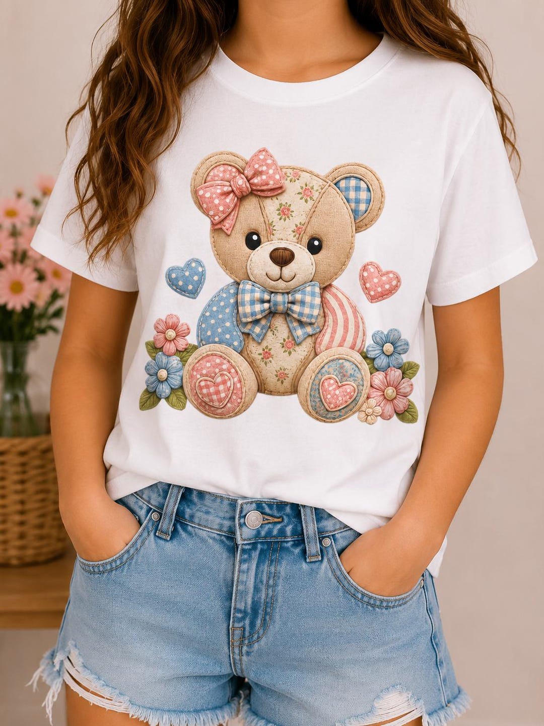 Cute Teddy Bear SVG PNG PDF Bundle, Coquette Floral Bear Shirt Design ...
