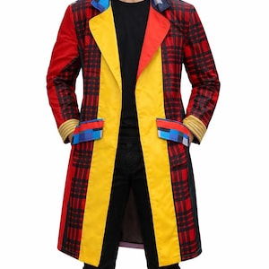 Sechster Doktor Colin Baker Patchwork Fleece Cosplay Jacke - Herrenmode Kostümmantel