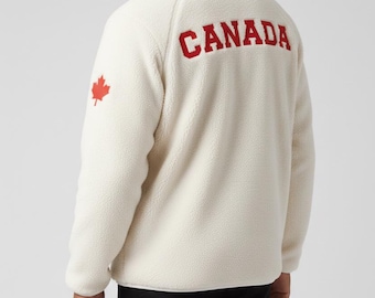 Heated Rivalry Sherpa Fleece Jacket – Canadian Maple Leaf, Hockey Fan Gift