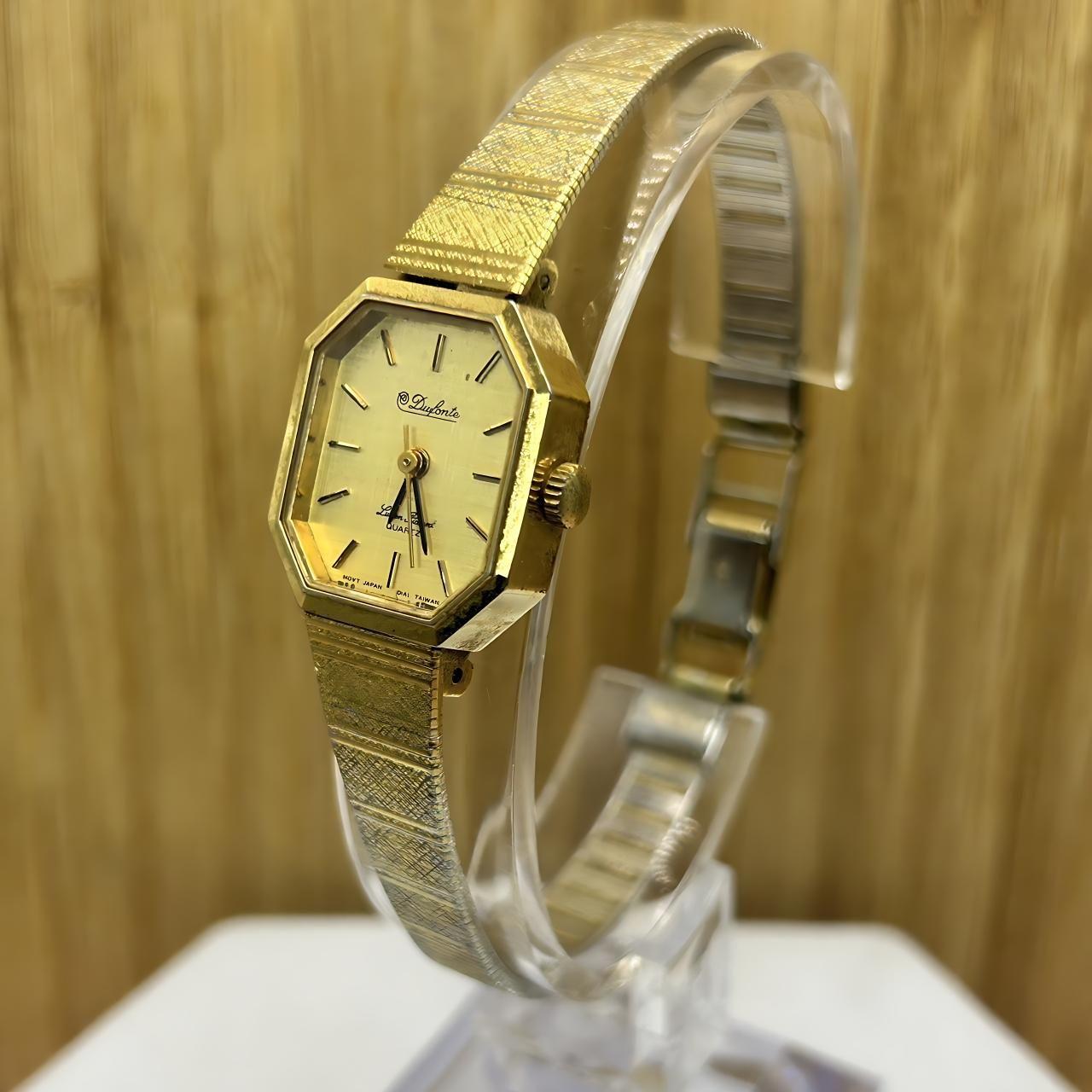 Dufonte Ladies Watch Crystal Embellishments Light Gold Dial Two Tone Bracelet Dufonte Lucien Piccard Diamond Bezel Quartz Watch Gold Tone  main image 4