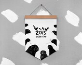 50% off Sale - 2015 New Zealand Birds Calendar on Wooden Hanger - Eco-friendly