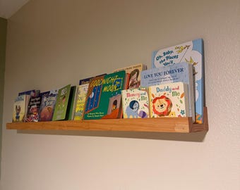 Floating Wooden Book Ledge | Kids Book Shelf & Picture Display