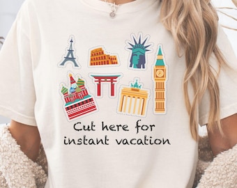 Comfort Colors World Landmarks T Shirt, Travel Graphic Tee, Famous Monuments Shirt, Travel Lover Gift, Adventurer Tee, Vacation Shirt