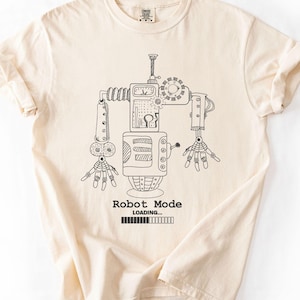 Personalized Robot Mode Loading T-Shirt, Comfort Colors Gamer Engineer Geek Tee, Robot Mode Shirt