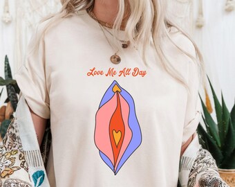 Personalized Minimal Vulva Art Shirt, Elegant Body Illustration Romantic Sensual Gift Tee