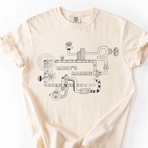 Custom Machine Blueprint T-Shirt, Comfort Colors Engineering Graphic Tee, Garage Crew Shirt, Custom Text Industrial Design Tee