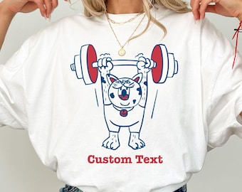 Custom Funny Gym Cat Weightlifting Shirt, Comfort Colors Strong Cat Workout Tee, Fitness Lover Gift, Meowcle Power Lifting Cat Tee