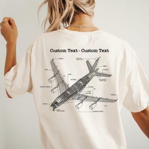 Airplane Blueprint T-Shirt, Comfort Colors Aviation Engineer Shirt, Aerospace Engineering Gift, Pilot Graduation Tee