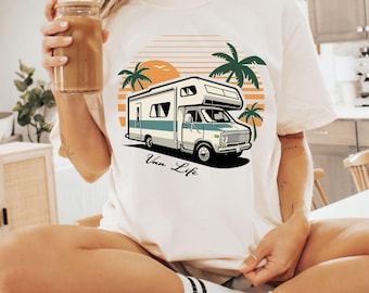 Retro Van Life Shirt, Comfort Colors Summer Road Trip and Camper T-Shirt, RV Camping Vacation Graphic Tee