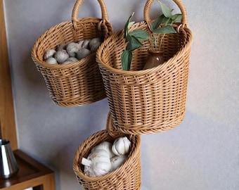 Hängen bewegliche Wand hängenden Korb gewebt Aufbewahrungskorb beweglichen Blumen Blumentopf Desktop Küche Gemüse Lagerung