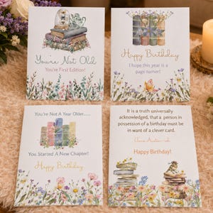 Literary Reader Gift Watercolor Illustration Stationery Notecard Book Birthday Card Bookworm Celebration Teacher  Appreciation Gift