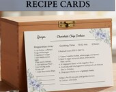 Printable Recipe Card Template Design Floral Border Card Kitchen Instant Download Editable Cottage Core Family Collection Organization Gift