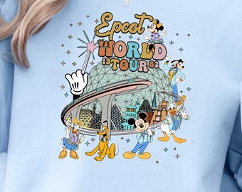 Epcot World Tour Sweatshirt, Vintage Disneyworld Epcot Mickey and Friends Sweatshirt, Epcot World Tour Sweatshirt, Family Vacation Sweater