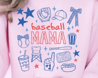 Baseball Mama Sweatshirt, Baseball Doodle Sweatshirt, Sports Mom Sweatshirt, Baseball Mom Gift, Baseball Season Sweatshirt