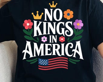 No Kings in America Floral Shirt, American Flag Independence Day Shirt, 4th of July Shirt, No Kings Shirt, Anti Trump Shirt
