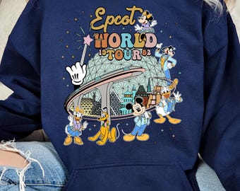 Epcot World Tour Hoodie, Vintage Disneyworld Epcot Mickey and Friends Hoodie, Epcot World Tour Hoodie, Family Vacation Hoodie