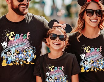 Vintage Disneyworld Epcot Mickey and Friends Shirt, Epcot World Tour Tee, Epcot Travel Around The World, Family Trip