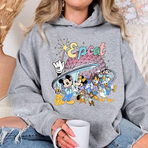 Vintage Disneyworld Epcot Mickey and Friends Hoodie, Epcot World Tour Hoodie, Epcot Travel Around The World, Family Trip image 8