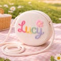 Personalized Straw Round Crossbody Bag for Girls, Toddler Round Straw Handbag, Flower Girl Bag, Summer Kids Gift, Kids Birthday Gift