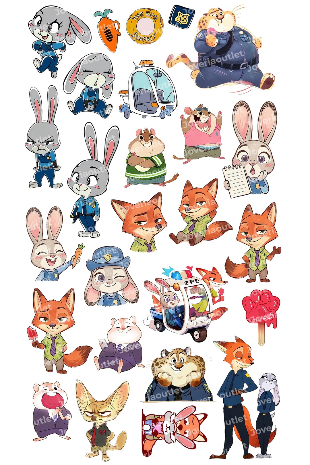 Zootopia Clipart PNG Bundle, Judy Hopps Nick Wilde Fox Rabbit Police ...
