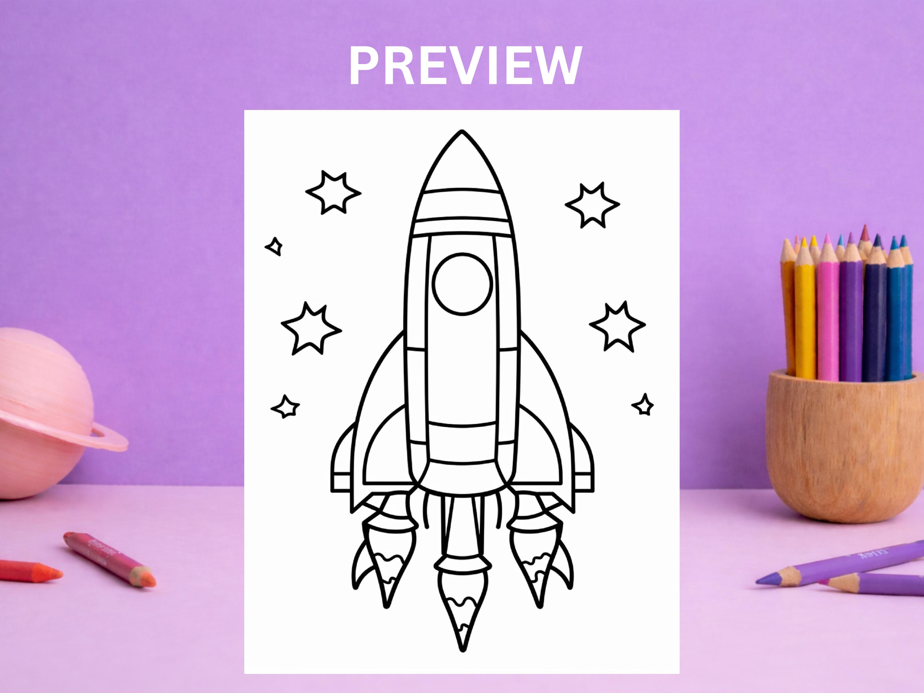 Rocket Coloring Page Printable for Kids | Space Coloring Sheet PDF ...