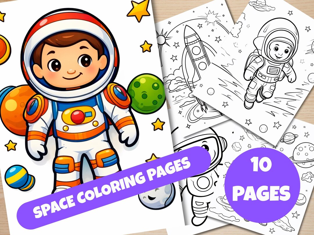 Space Coloring Pages for Kids – Printable Space Coloring Book PDF – 10 ...