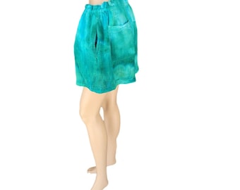 Hand-dyed upcycled XL sized double gauze shorts with drawstring/elastic waist