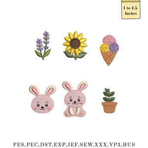 Mini Spring Machine Embroidery Design, Cute Easter and Summer Icons ...