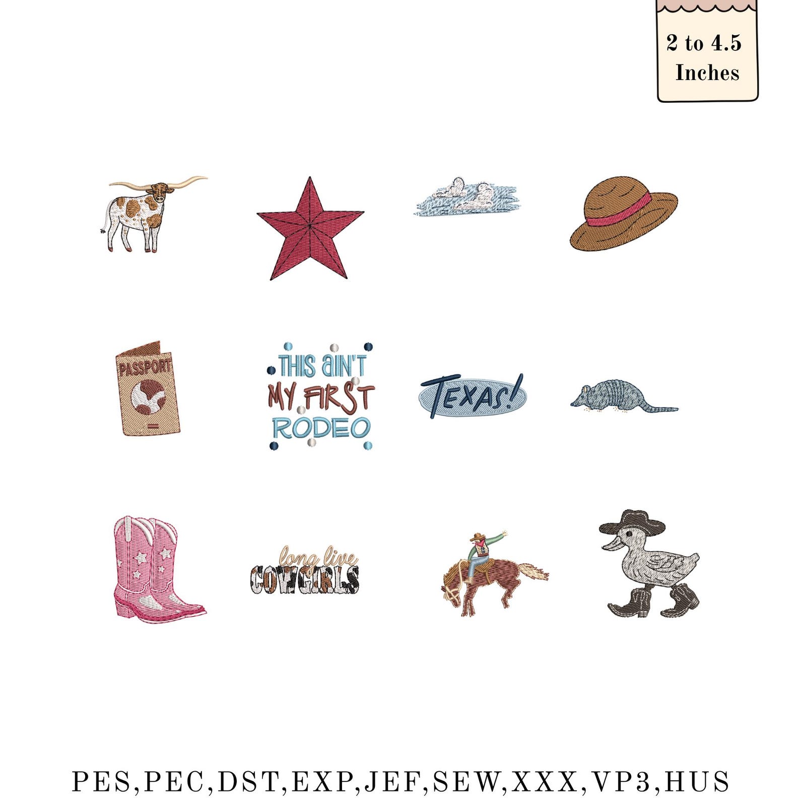 Machine Embroidery Rodeo Mini Rodeo Embroidery Bundle, 20 Texas Western Cowgirl Machine Designs ...