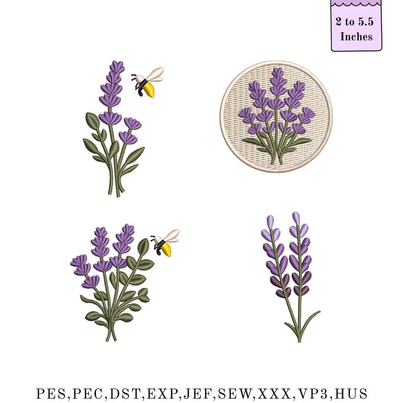 Lavender Embroidery Design Bundle, Floral Wreath Frame Machine ...
