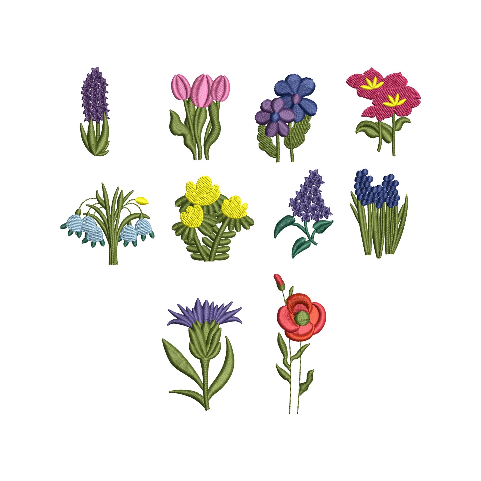 Mini Floral Machine Embroidery Design Bundle, Flower Designs, Satin ...