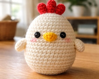 Haakpatroon klein haan ei pdf – schattig kippenei amigurumi pluche, landbouwhuisdieren paasspeelgoed, lente gehaakt digitale download